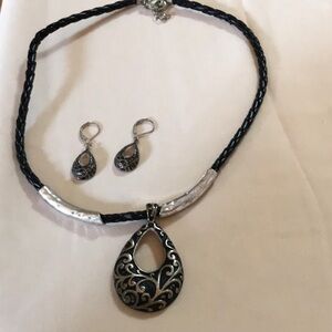 Silver and Black Filigree Necklace